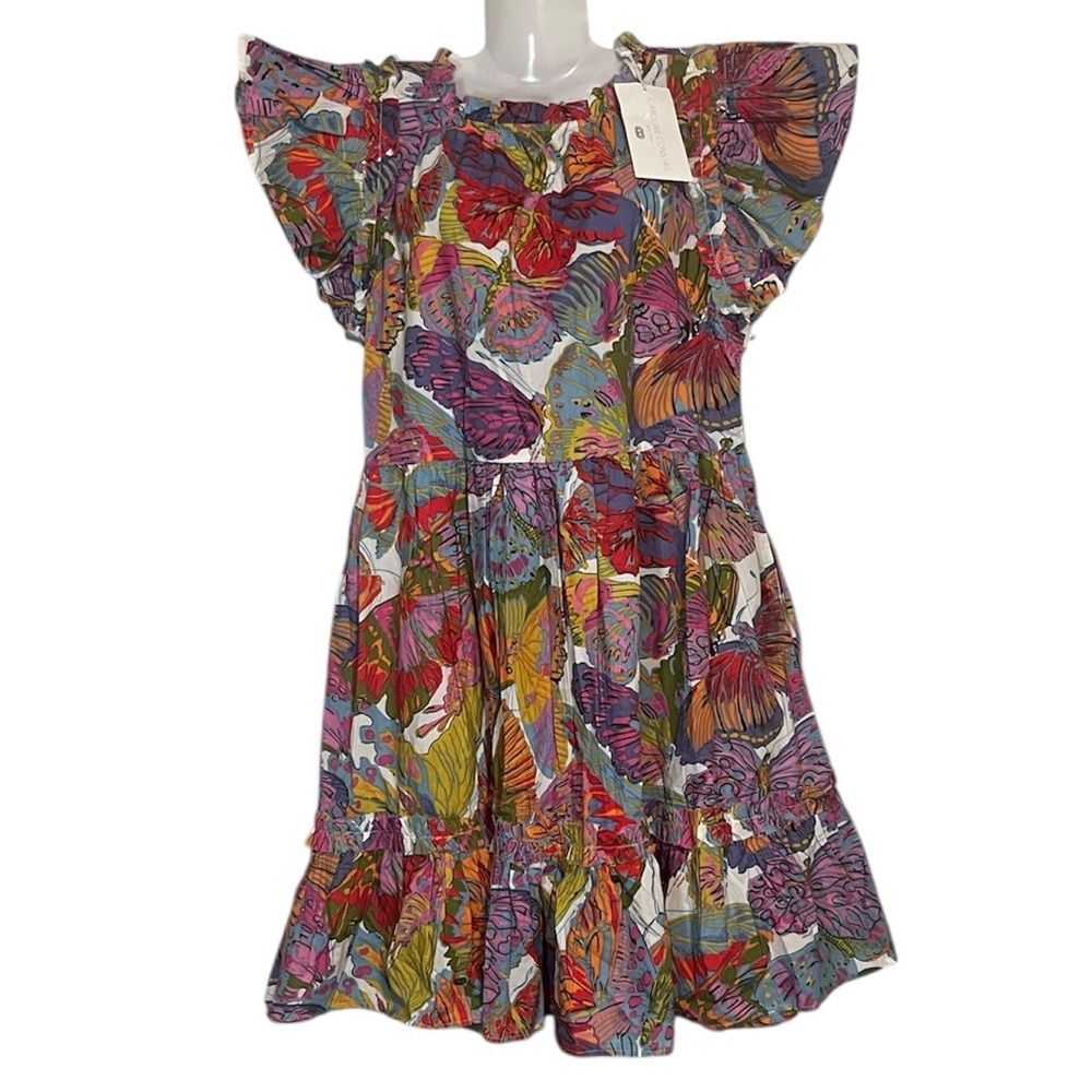 Caroline Constas Papillon Floral Butterfy Mini Dress Cotton Pockets XS NWT$495